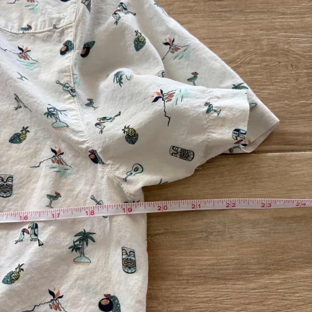 Marine Layer S/S Pohaku Island Print Shirt Men's Small White Tropical Vacation - Picture 9 of 9